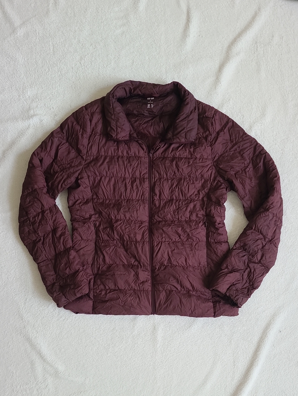 Uniqlo Quilted Packable Down Jacket Mauve Plum Med Full Zip Winter Lightweight